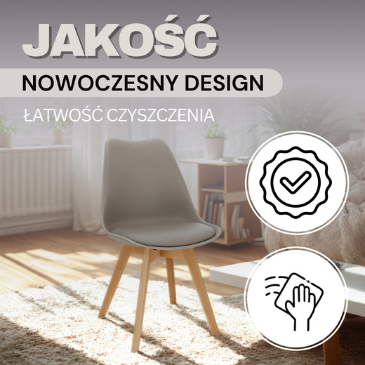 Krzesło skandynawskie 4 szt. krzesła do kuchni salonu jadalni Verde tapicerowana poduszka szare