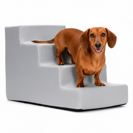 Schodki dla psa do łóżka 40 cm podest, rampa 4-stopniowa, szara