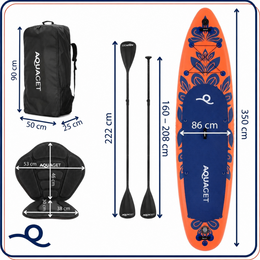 Deska SUP 350 cm pompowana do pływania na stojąco paddleboard z zestawem akcesoriów
