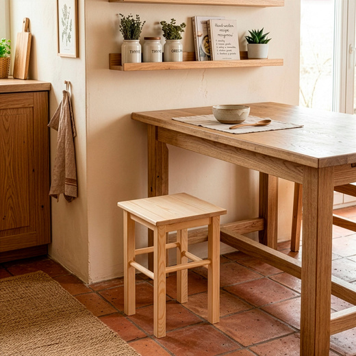 Taboret drewniany, krzesło kuchenne 43,5 cm wielofunkcyjny stołek