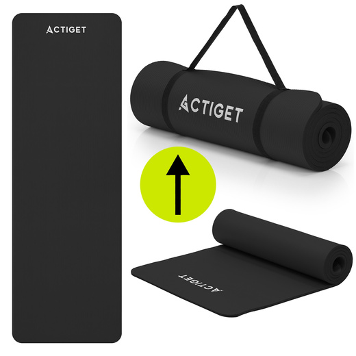 Mata do jogi, ćwiczeń fitness 183x61 cm antypoślizgowa, materac do stretchingu czarny