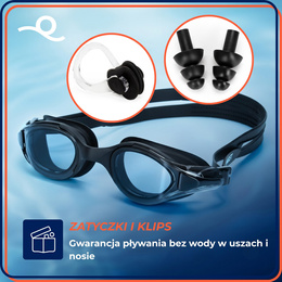 Okulary do pływania na basen okularki pływackie anti-fog UV gogle z etui i zatyczkami