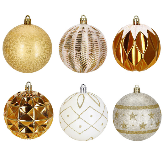 Bombki choinkowe 16 szt. ozdoby świąteczne zestaw 8cm biały, złoty