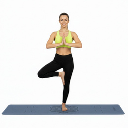 Mata do ćwiczeń 183x61 cm antypoślizgowa TPE do jogi, stretchingu z uchwytem niebieska