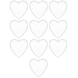 Bombki akrylowe 8cm serce plastikowe decoupage zestaw 10 szt.