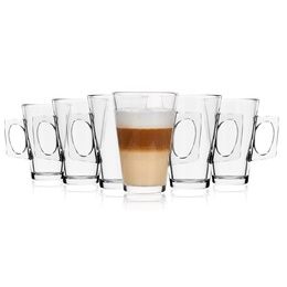 Szklanki do kawy latte mrożonej deserów 255 ml wysokie z uchem komplet 6 szt.
