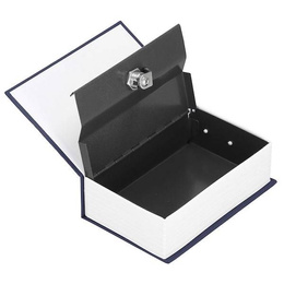 Kasetka na pieniądze 18x11,5x5,5 cm metalowy sejf książka granatowa