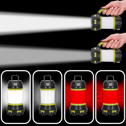 Latarka wielofunkcyjna, turystyczna, biwakowa LED 6 trybów świecienia, z funkcją powerbank