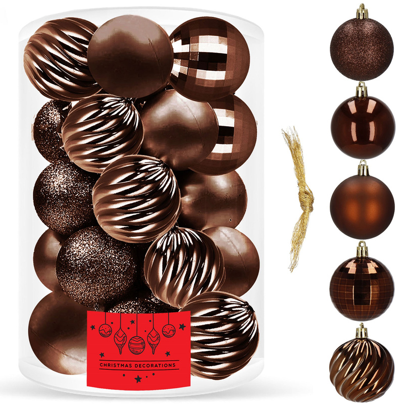 Bombki choinkowe 20 szt. ozdoby świąteczne brązowe
