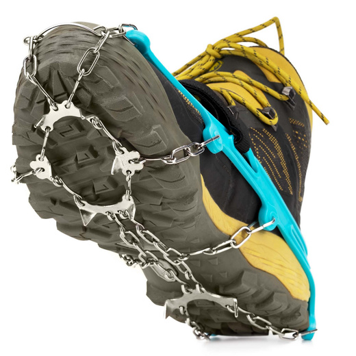 Raczki na buty stalowe antypoślizgowe turystyczne nakładki rozmiar 40-45 turkusowe