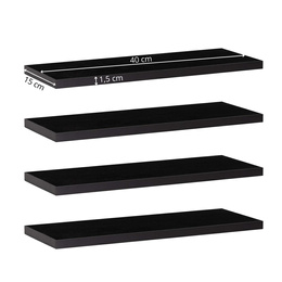 Półki ścienne 4 szt. na przyprawy, książki półki wiszące nowoczesne czarne
