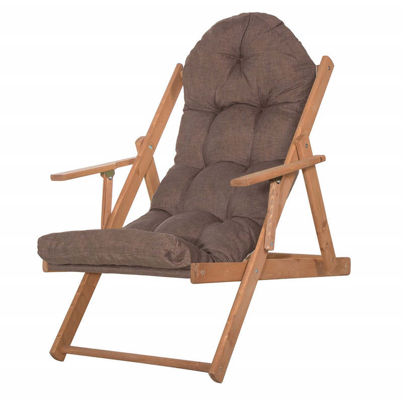 Leżak ogrodowy, drewniany Borneo 3-stopniowa regulacja i poduszka, balkonowy brązowy