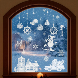 Naklejki świąteczne na okno 21 szt. ozdoby samoprzylepne, białe