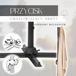 Parasol ogrodowy 500 cm z pokrowcem duży na wysięgniku na balkon, taras beżowy