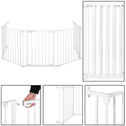 Bramka zabezpieczająca z barierkami 5 elementow 318 cm biała