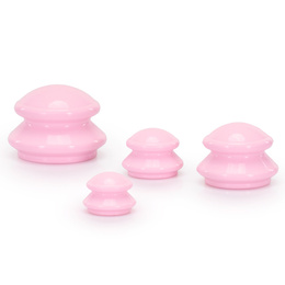 Bańki chiński, gumowe do masażu zestaw 4 szt. antycellulitowy, różowe