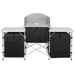 Stół turystyczny kuchnia kempingowa z 3 blatami 175x45x110 cm składana w walizkę