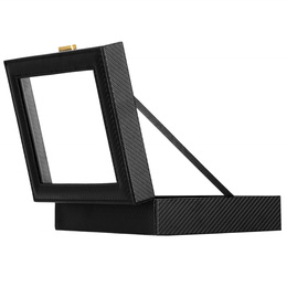 Szkatułka na zegarki 25x20x8 cm czarna, ekoskóra organizer z 10 przegródkami