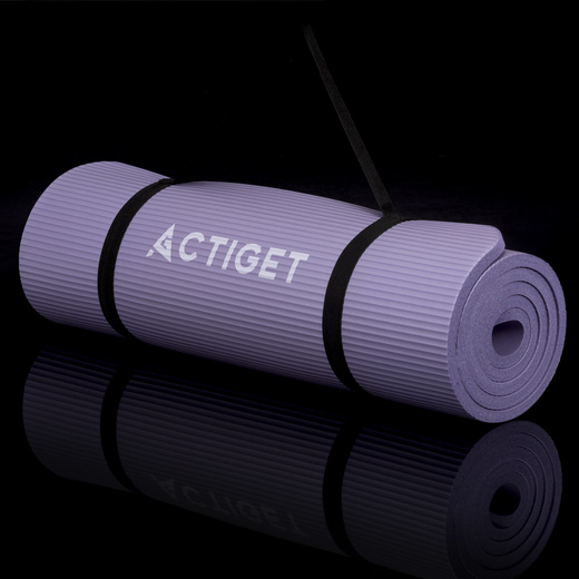 Mata do jogi, ćwiczeń fitness 183x61 cm antypoślizgowa, materac do stretchingu fioletowy