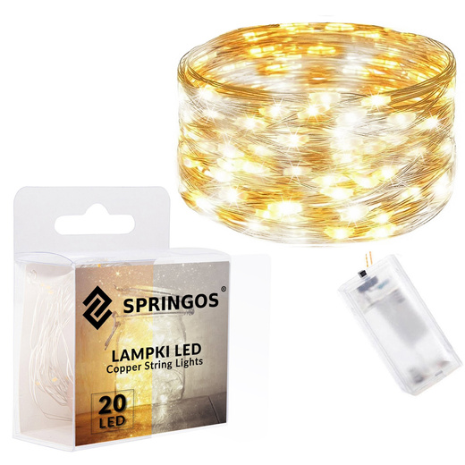 Lampki choinkowe 20 LED druciki mikro na baterie 