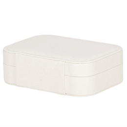 Szkatułka na biżuterię ekoskóra 16x11x5 cm kremowy z brokatem organizer z przegródkami