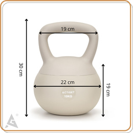 Kettlebell miękki 10 kg kula odważnik hantla ciężar do ćwiczeń fitness, beżowy