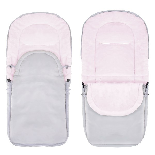 Śpiworek do wózka 4w1, śpiwór do sanek, gondoli z torbą 90 cm szaro-różowy