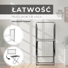 Suszarka na pranie składana 3w1 na ubrania, bieliznę, ze wspornikami na kaloryfer