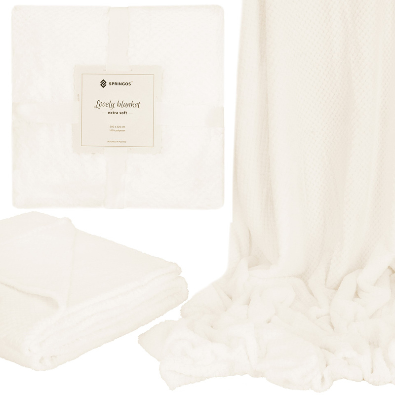 Narzuta na łóżko, pled 200x220 cm koc na kanapę beżowy