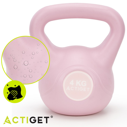 Kettlebell 4 kg odważnik, hantla do ćwiczeń ABS kula do treningu siłowego, różowa