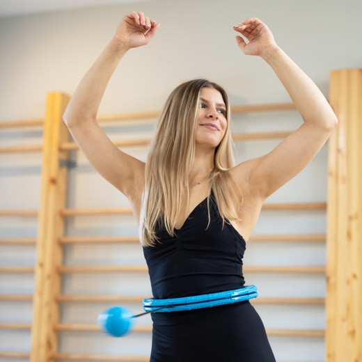 Hula hop z obciążeniem 24 elementy składane, z wypustkami do treningu cardio i fitness, niebieskie