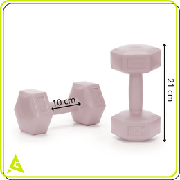 Ciężarki 2x2kg hexagonalne do ćwiczeń fitness hantle zestaw 2 szt. różowe