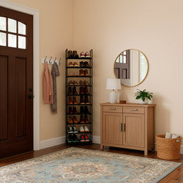 Półka na buty 10 poziomów, regał metalowy na obuwie 178 cm czarny