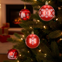 Bombki choinkowe 7 cm 12 szt. zestaw ozdoby świąteczne zdobione półmatowe, czerwone białe