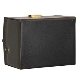 Szkatułka na biżuterię ekoskóra 17,5x14x12,5 cm brązowy organizer z przegródkami