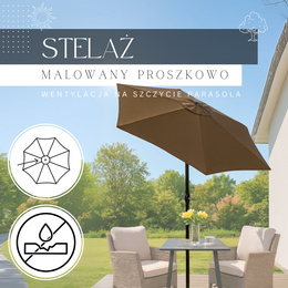 Parasol ogrodowy składany 260 cm duży na balkon brązowy