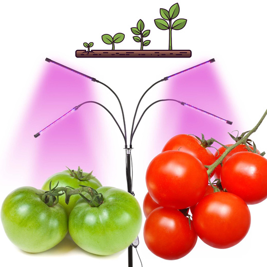 Lampa do doświetlania roślin LED do wzrostu uprawy 4 panele z timerem i pilotem, usb