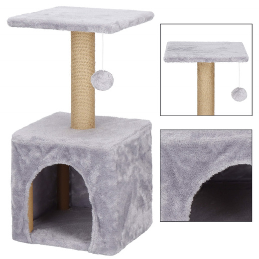Drapak dla kota sizal 3-poziomowy domek słupek z zabawkami 62 cm