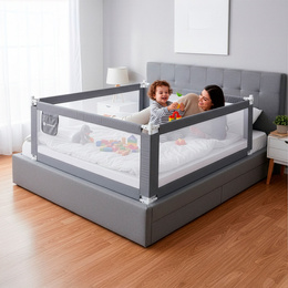 Barierka ochronna do łóżka 200 cm zabezpieczająca uniwersalna dla dzieci składana szara