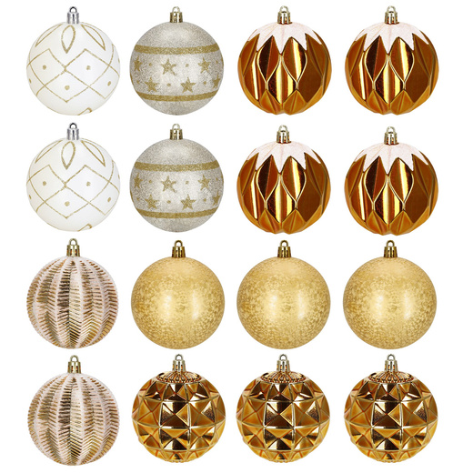 Bombki choinkowe 16 szt. ozdoby świąteczne zestaw 8cm biały, złoty