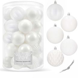 Bombki choinkowe 30 szt. biały 8cm zestaw choinkowy