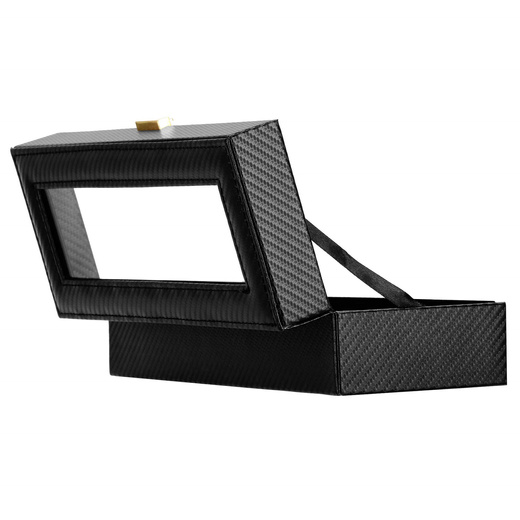 Szkatułka na zegarki 30x11x8 cm czarna ekoskóra organizer z 6 przegródkami