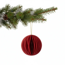 Papierowe bombki 6 szt. zawieszki choinkowe, ozdoby świąteczne 8 cm rozkładane, czerwone