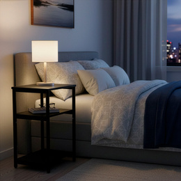 Szafka nocna, stolik z półkami do sypialni 35x31x59 cm nakastnik, czarny