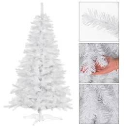 Choinka sztuczna jodła 220 cm nowoczesna drzewko świąteczne ze stojakiem, białe