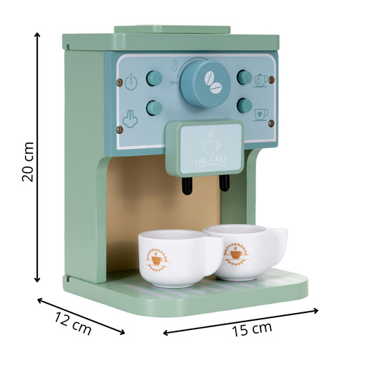 Ekspres do kawy z filiżankami drewniany, zabawka dla dzieci 8 el. multikolor