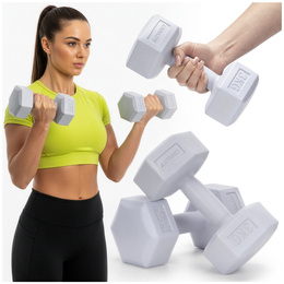 Ciężarki 2x3 kg hexagonalne do ćwiczeń fitness hantle zestaw 2 szt. szare