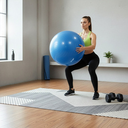 Piłka 55 cm do ćwiczeń pilates, rehabilitacyjnych, stretchingu z pompką, niebieska