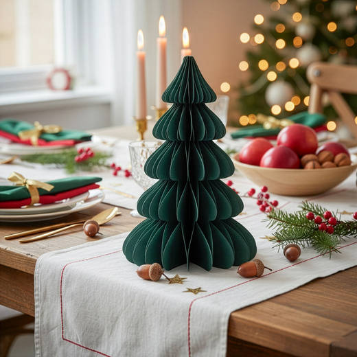 Papierowa choinka 18 cm ozdoba świąteczna dekoracja 3D z magnesem zielona