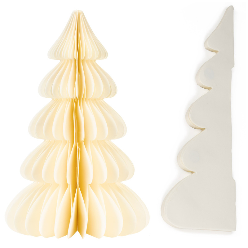 Papierowa choinka 18 cm ozdoba świąteczna dekoracja 3D z magnesem ecru